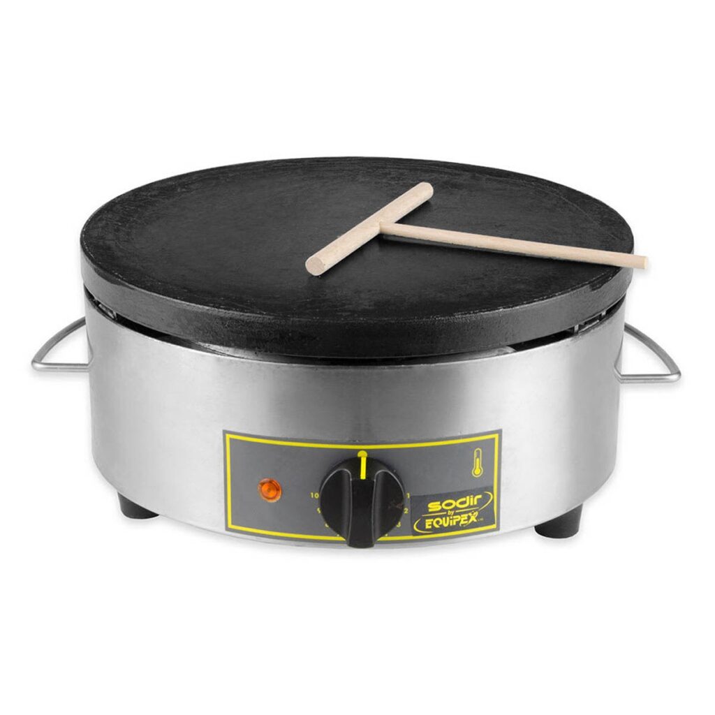 Equipex Roller Single Grill Crepe Machine With, 13-3/4inch Diameter Cast Iron Plate, 350FE Sodir - Breakfast Equipment - Chef's Deal

