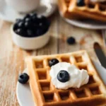 Brussels Waffle with Blueberry and whipped cream