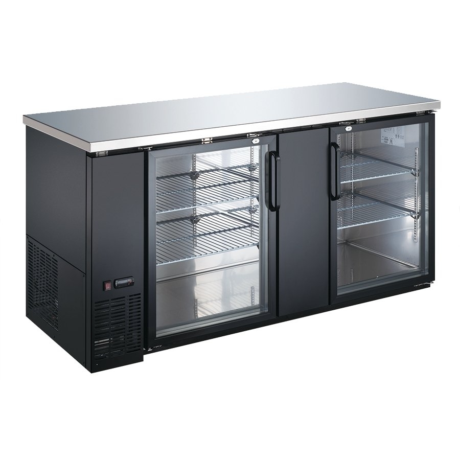 Adcraft USBB-6928G 69" U-STAR Back Bar Bottle Cooler with Glass Door, 23.3 cu.ft.-Stainless Steel Underbar Equipment - Chef's Deal
