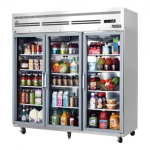 Everest ESGR3A 74inch Three Glass Door Reach-In Refrigerator, Top Mount, 71.0 cu. ft. - Walk-in vs. Reach-in Refrigeration - Chef's Deal