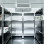 Walk in refrigerator with steel shelves