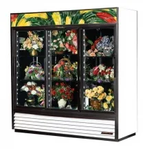 True GDM-69FC-HC-LD 78" Three Section Floral Merhandiser, Sliding Glass