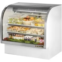 True TCGG-48-HC-LD 48" Curved Glass Refrigerated Deli Case with LED Lighting