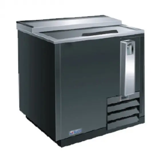 IKON IBC-36 Deep Well Flat Top Bottle Cooler with Sliding Lid, Bottle Opener, Black Exterior