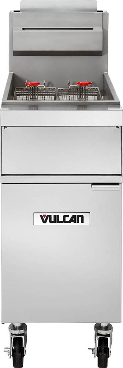 Vulcan 1GR45A Full Pot Floor Model Gas Fryer w/ 50-lb Capacity, Twin Baskets, Solid State Controls