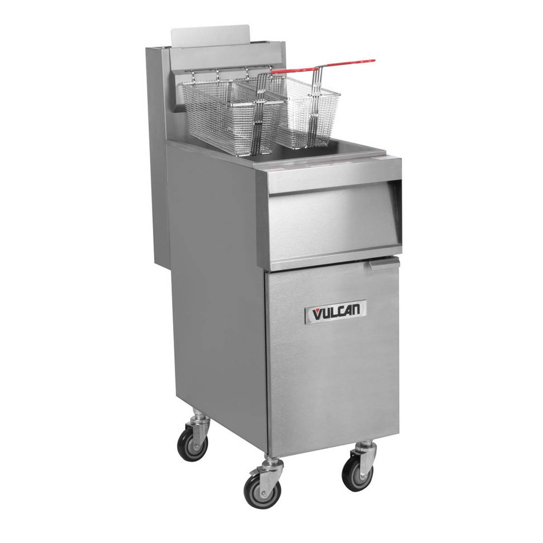 Vulcan 1GR45A Full Pot Floor Model Gas Fryer w/ 50-lb Capacity, Twin Baskets, Solid State Controls
