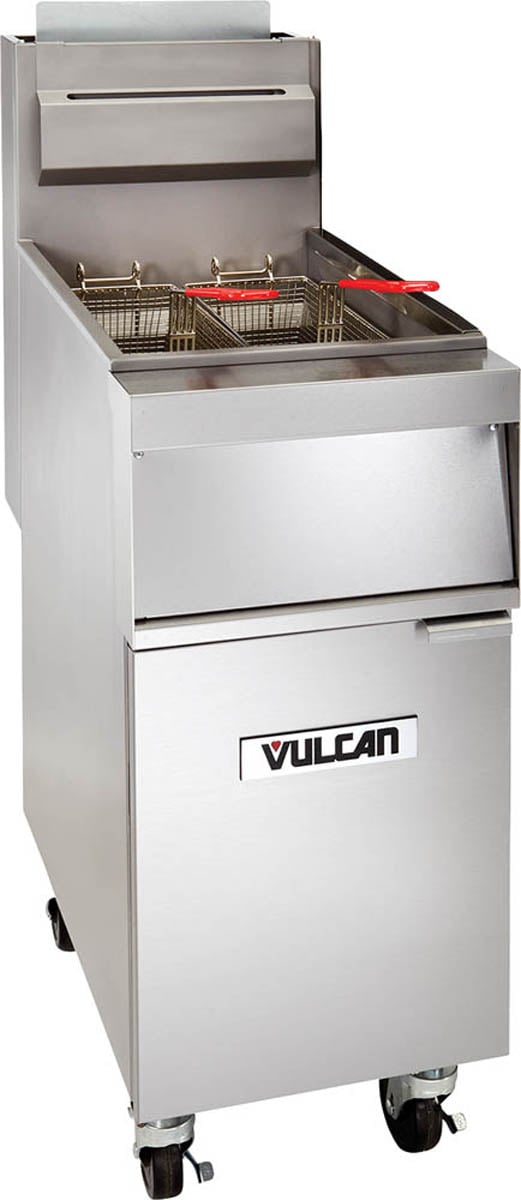 Vulcan 1GR45A Full Pot Floor Model Gas Fryer w/ 50-lb Capacity, Twin Baskets, Solid State Controls