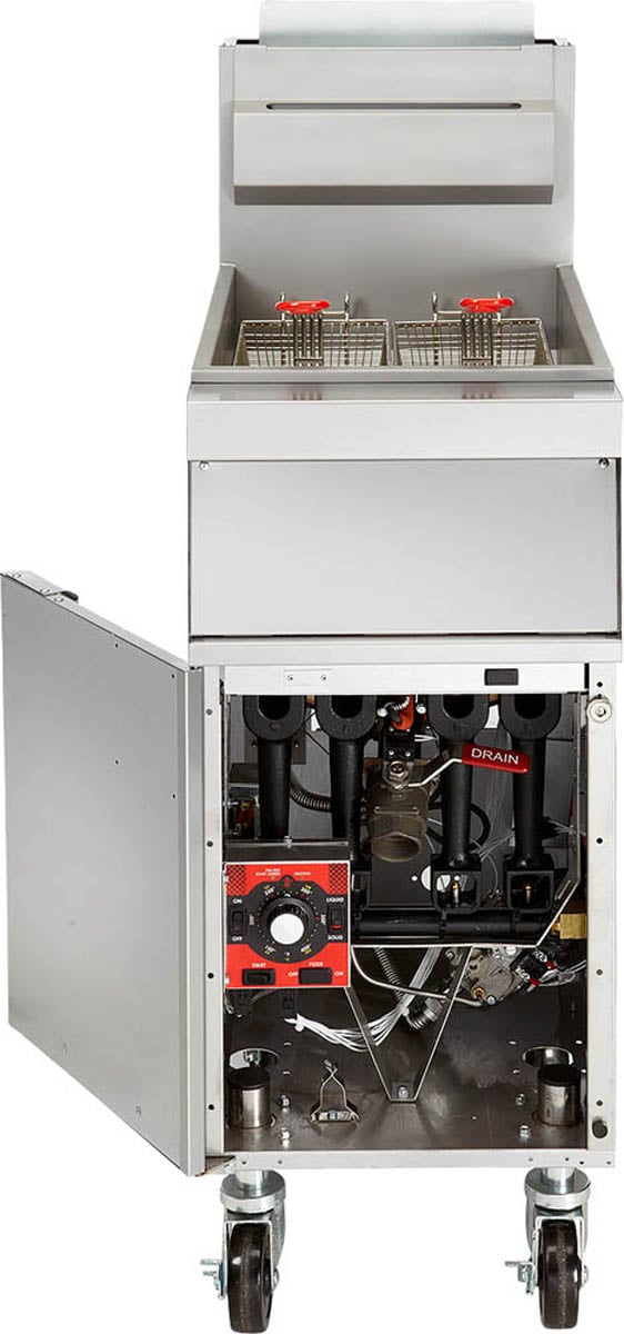 Vulcan 1GR45A Full Pot Floor Model Gas Fryer w/ 50-lb Capacity, Twin Baskets, Solid State Controls