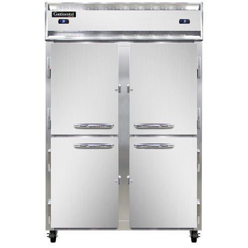 Continental Refrigerator 2RFNHD 52" 2-Section Reach-In Refrigerator/Freezer Combo w/ 4 Half Solid Doors