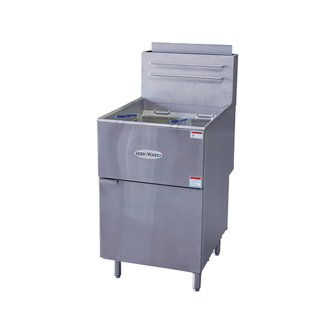 Serv-Ware SS-SGF-70L Floor Model LP Gas Full Pot Fryer, 75 lbs, 150.000 BTU