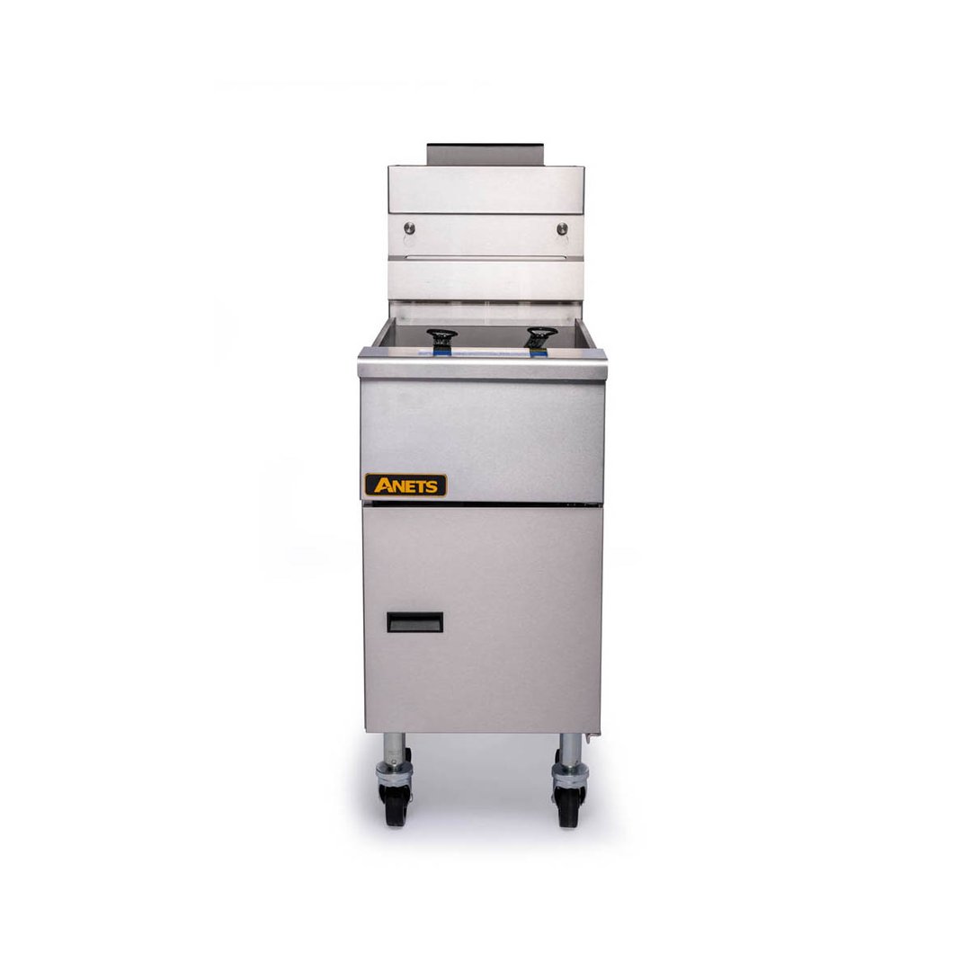 ANETS 35AS 15" Full Pot Floor Model Gas Fryer w/ 40-lb Capacity, 2 Twin Baskets, Millivolt Control
