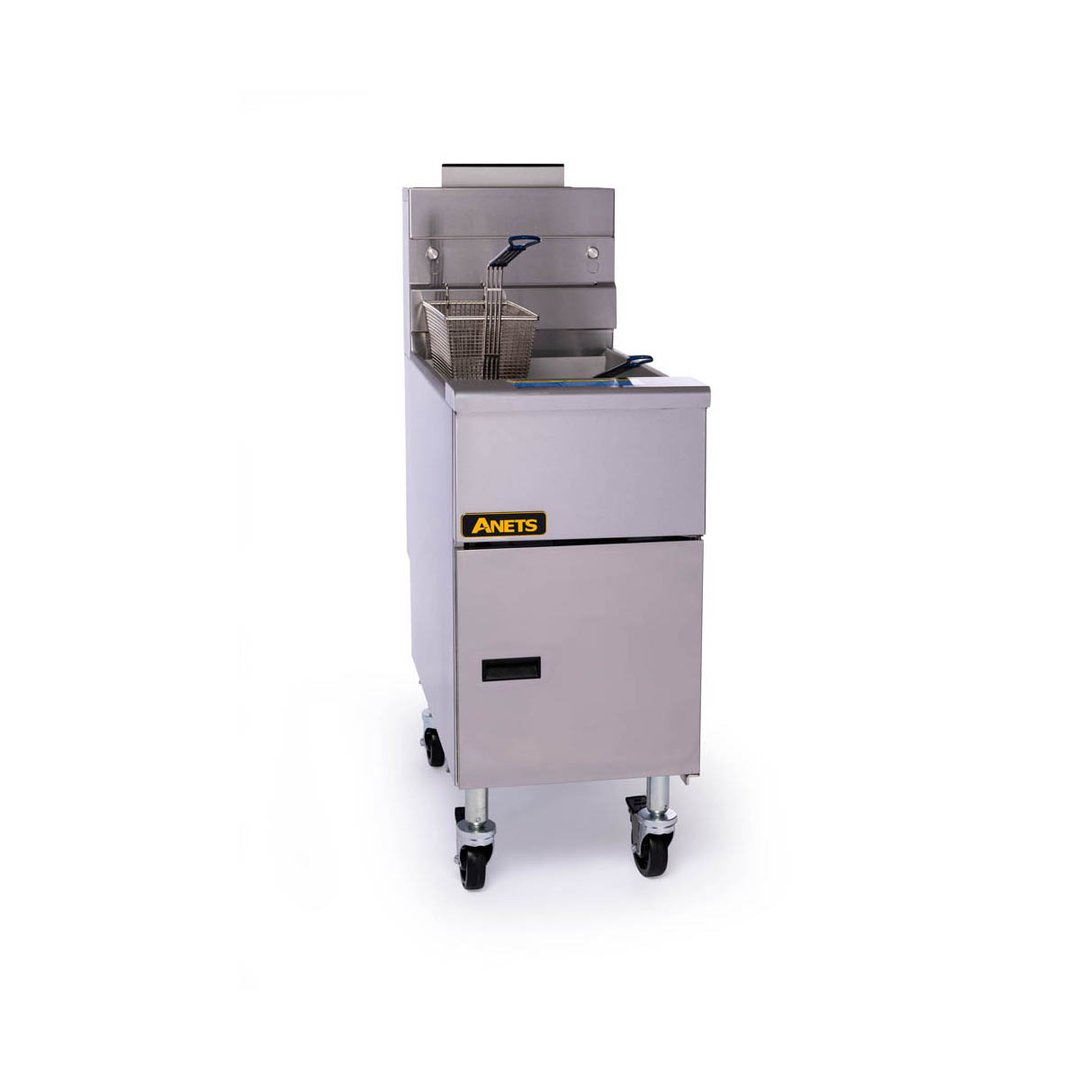 ANETS 35AS 15" Full Pot Floor Model Gas Fryer w/ 40-lb Capacity, 2 Twin Baskets, Millivolt Control