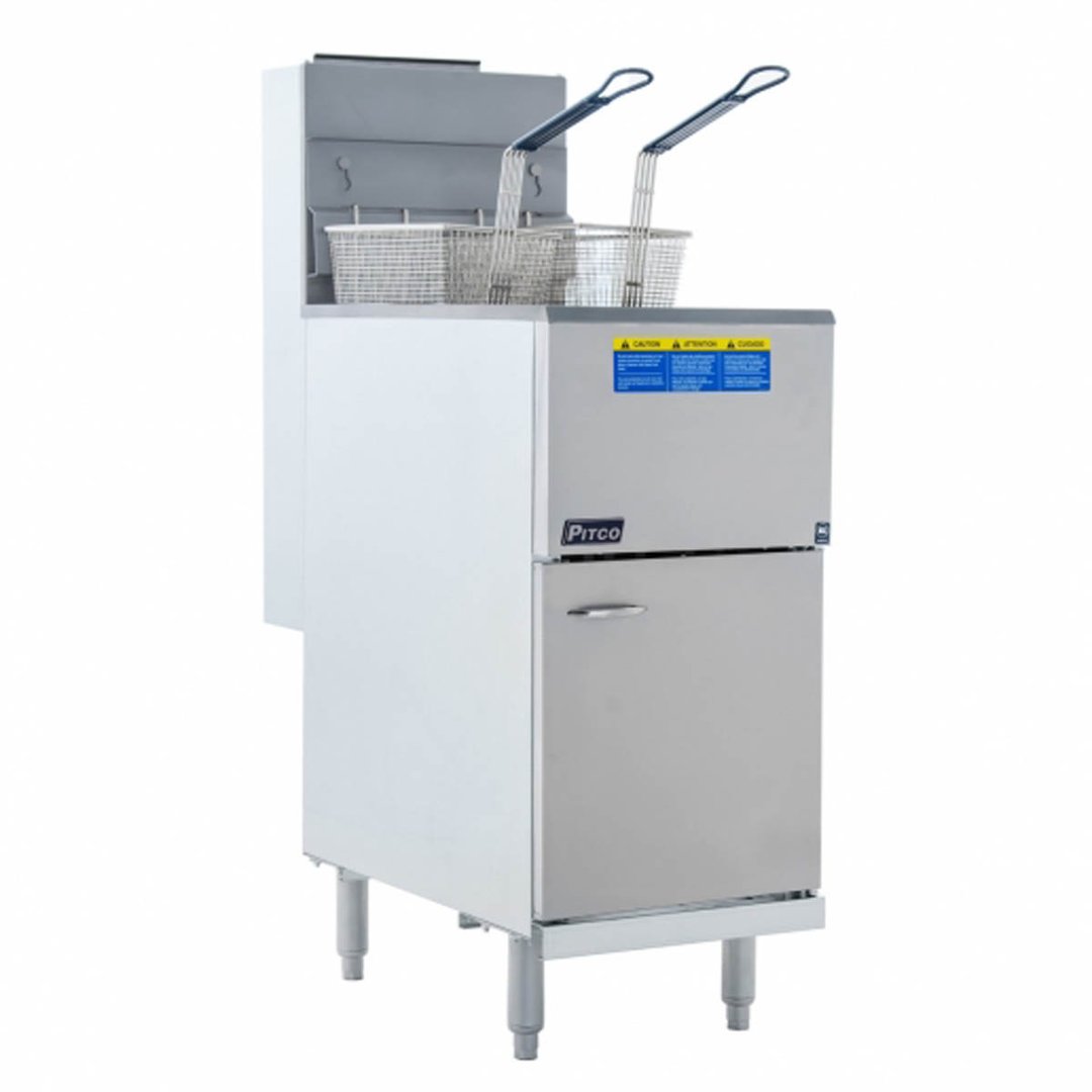 Pitco 35C+S Full Pot Floor Model Economy Gas Fryer w/ 35-40 lb. Capacity, 90.000 BTU