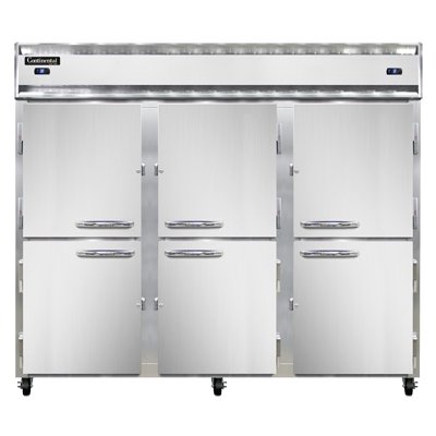 Continental Refrigerator 3RRFENSSHD 85" 3-Section Reach-In Refrigerator/Freezer Combo w/ 6 Half Solid Doors