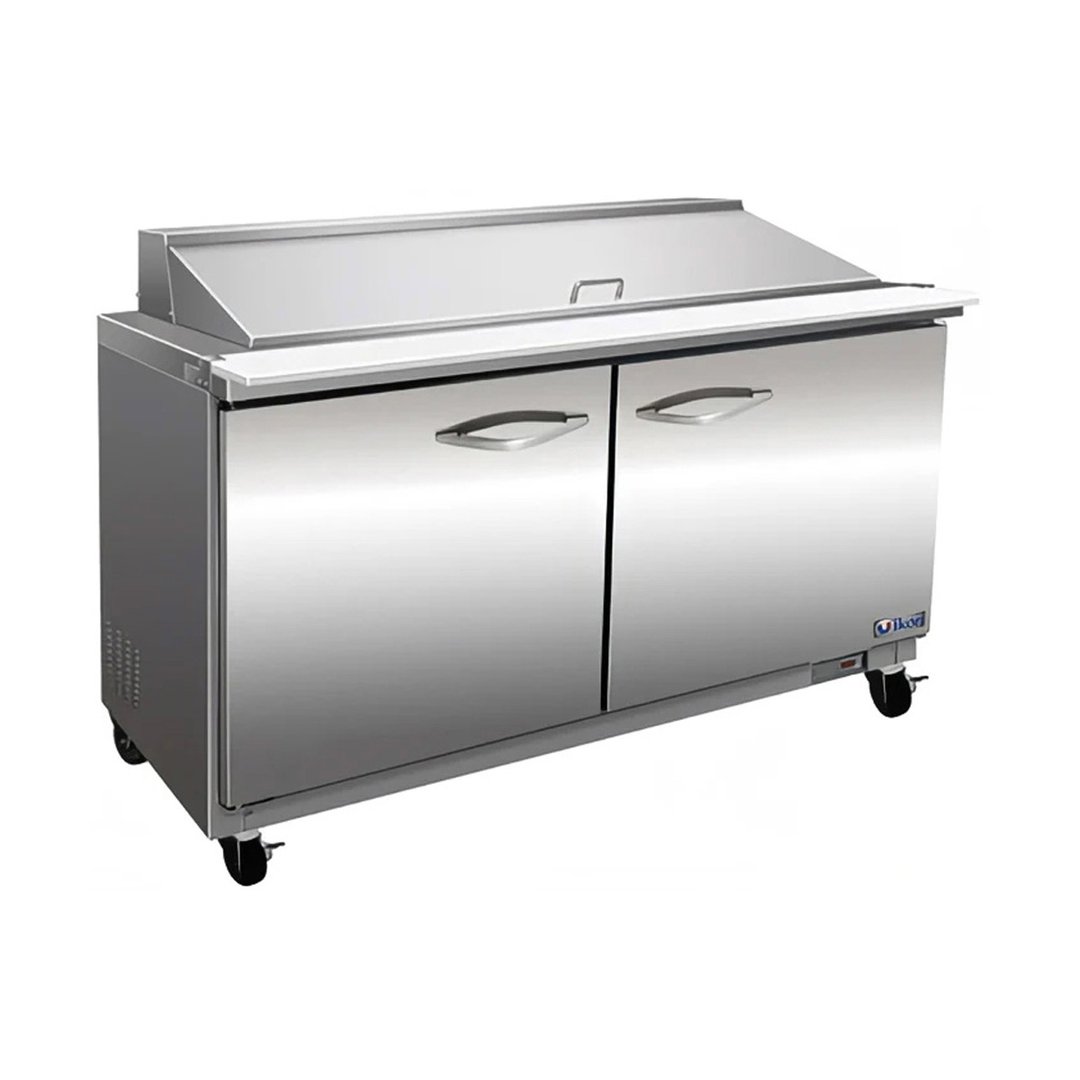 IKON ISP48M 48" Two Section Mega Top Sandwich/Salad Prep Table w/ 2 Solid Doors, 18 Pans, 12 cu. ft. - Open box