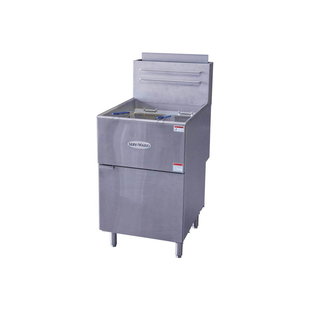 Serv-Ware SGF-70L Floor Model Liquid Propane Gas Full Pot Fryer, 80 lb Oil Capacity - Open box