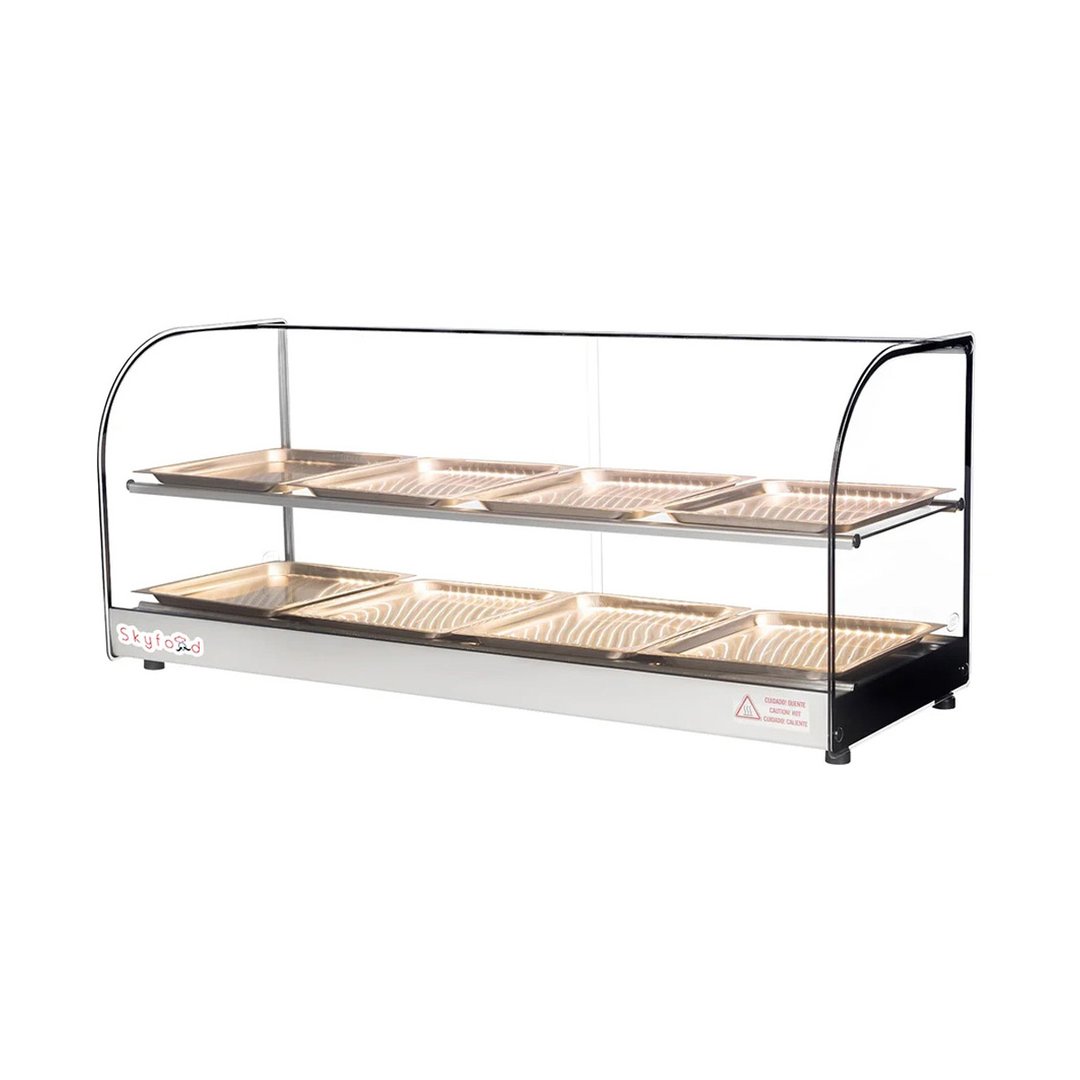 Skyfood FWDC2-43-8P 43-5/16" Countertop Food Warmer Display Case, (2) Shelves, Stainless Steel & Aluminum Exterior  - Open box