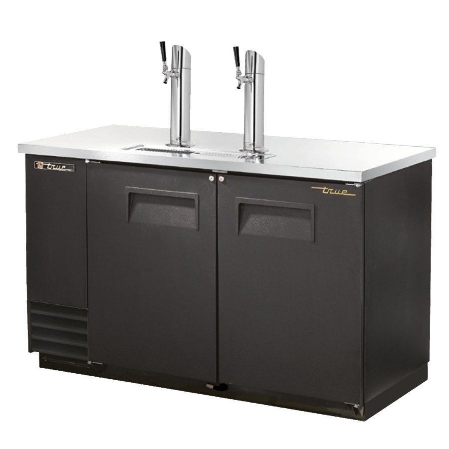True TDD-2-HC 58" Solid Swing Door Direct Draw Beer Dispenser with 2 Taps & 2 Keg Capacity - Open box