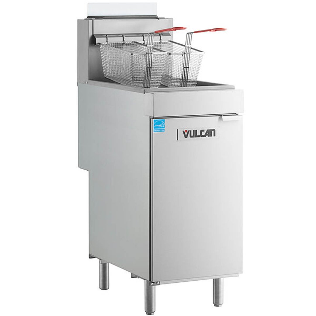 Vulcan 1VEG50M Full Pot Floor Model Gas Fryer - Open Box w/ 50-lb Capacity, Twin Baskets