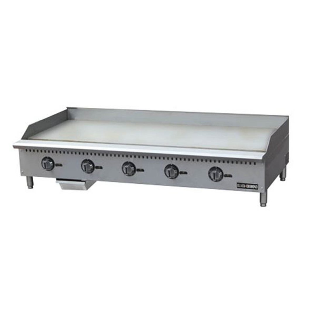 Black Diamond BDCTG-60T 60" Countertop Gas Griddle with Thermostatic Controls, 1" Steel Plate, 150.000 BTU