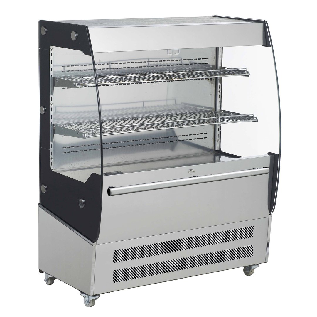 Adcraft BDVACM-200 36" Vertical Air Curtain Merchandiser, Stainless Steel, 2 Shelves, Glass Sides, 7 cu. ft.