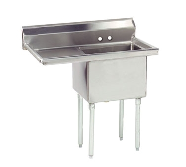 Advance Tabco FE-1-1824-24L-X 44" One Compartment Sink, 18"W x 24"L Bowl With Left-Hand Drainboards