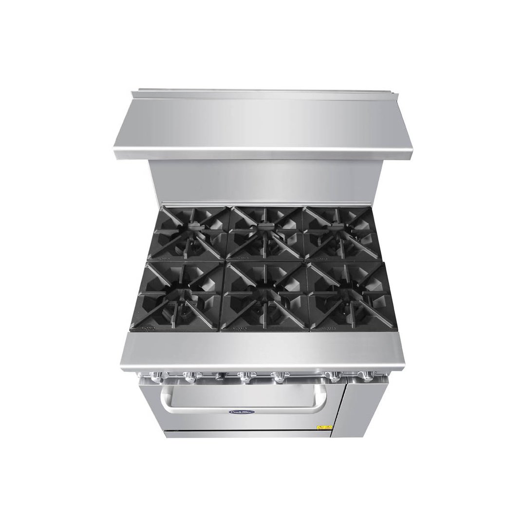 Atosa USA AGR-6B-LP 36" Liquid Propane Gas Restaurant Range w/ (6) Open Burners, 219.000 BTU