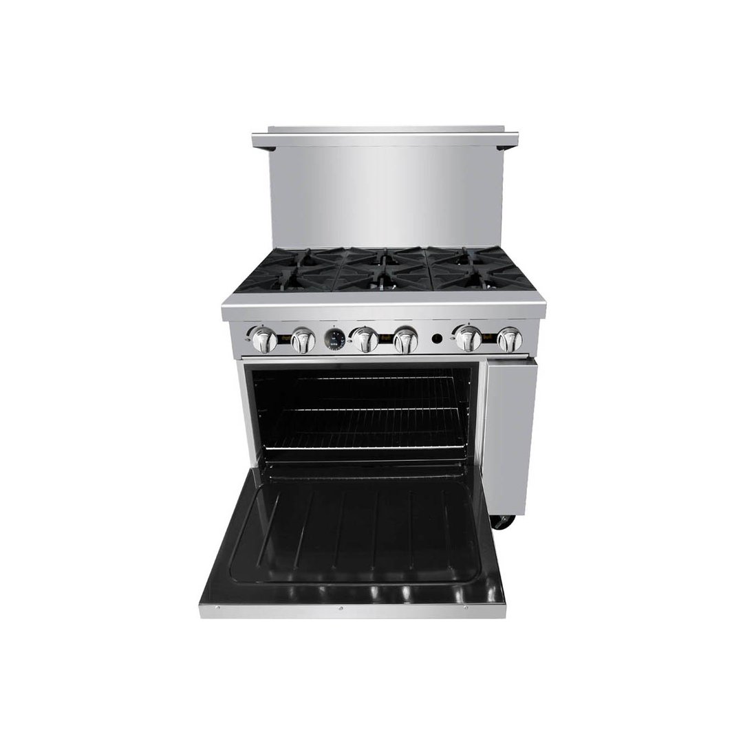 Atosa USA AGR-6B-LP 36" Liquid Propane Gas Restaurant Range w/ (6) Open Burners, 219.000 BTU