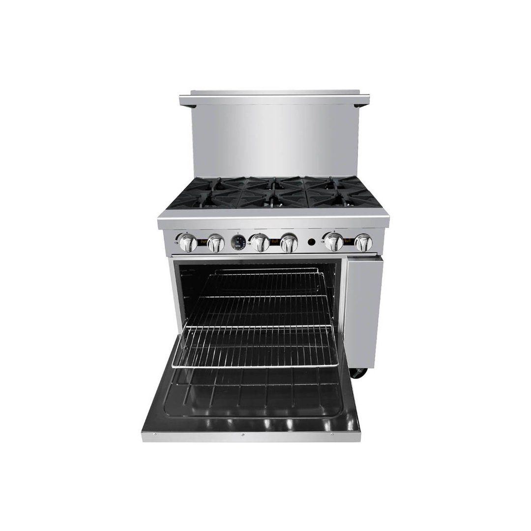 Atosa USA AGR-6B-LP 36" Liquid Propane Gas Restaurant Range w/ (6) Open Burners, 219.000 BTU