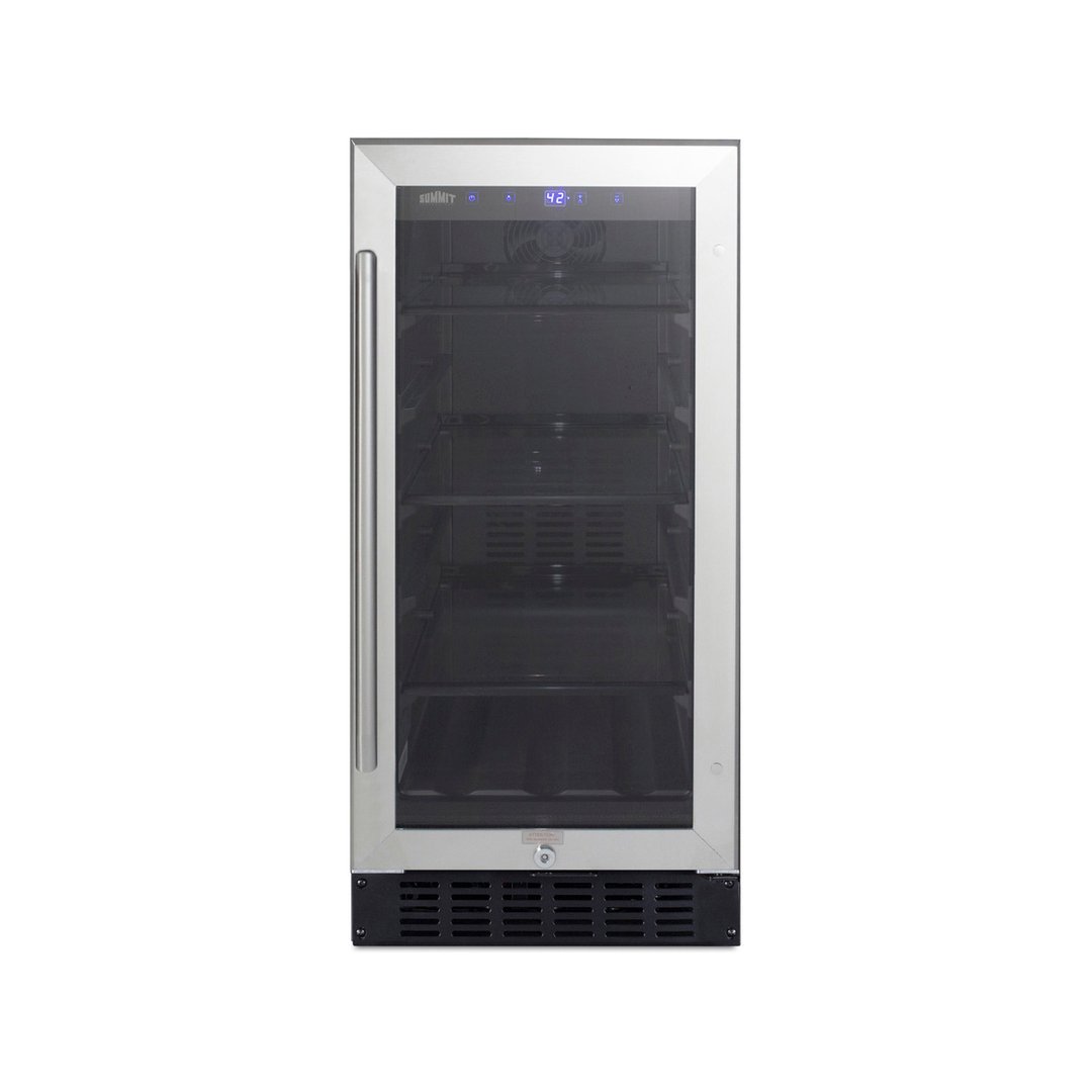 Summit ALBV15 Undercounter Beverage Center with Glass Door, in Black, 2.3 cu.ft