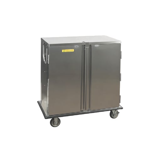 Alluserv TC21-20 Stainless Steel 20 Tray Elite Meal Delivery Cart w/ 2 Compartments