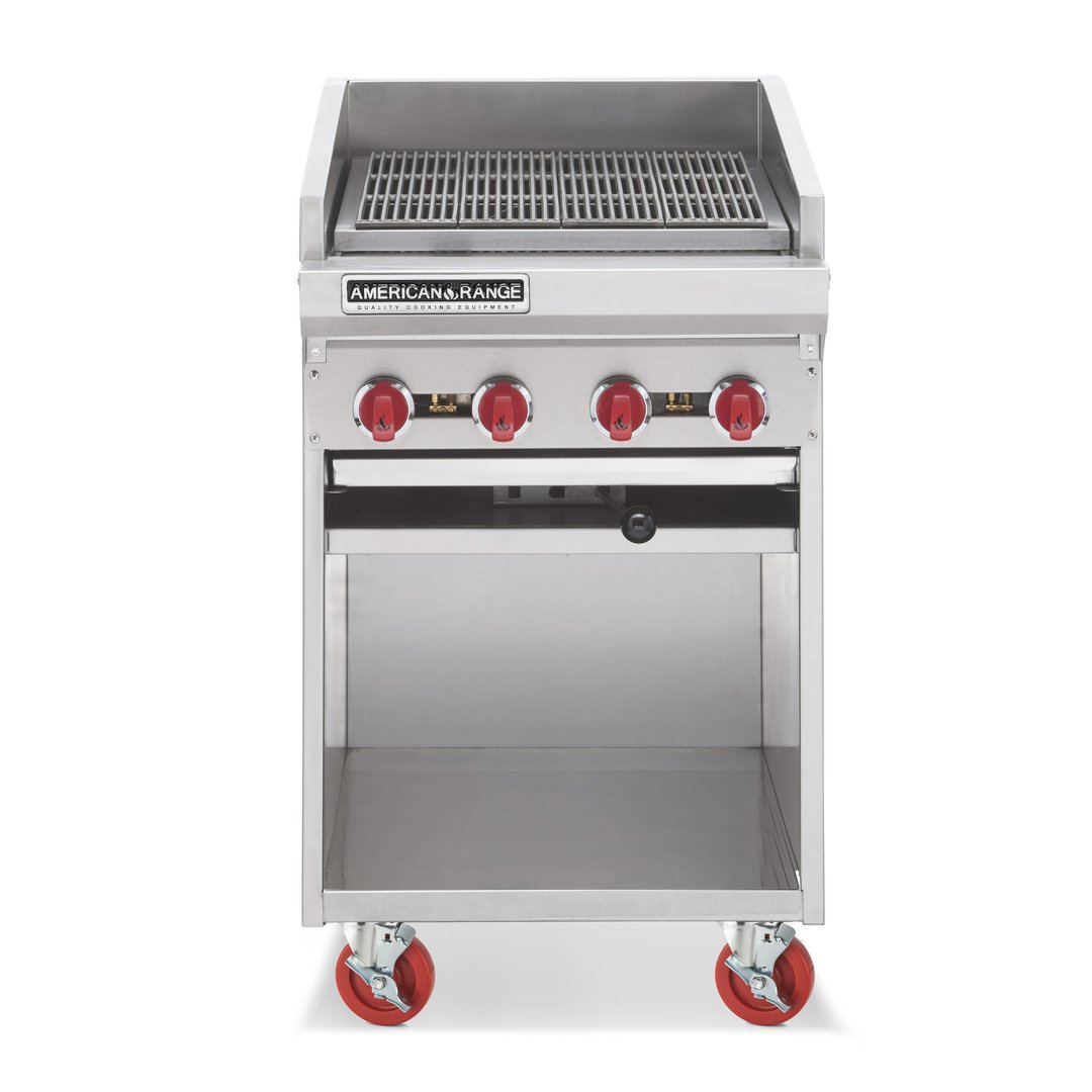 American Range ADJF-24 24" Floor Model Gas Radiant Charbroiler w/ (4) Burners, 80.000 BTU