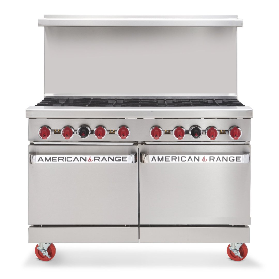 American Range AR-24G-4B 48" Gas Restaurant Range w/ (4) Open Burners, (1) 24" Griddle, (2) Space Saver Ovens, 222.000 BTU