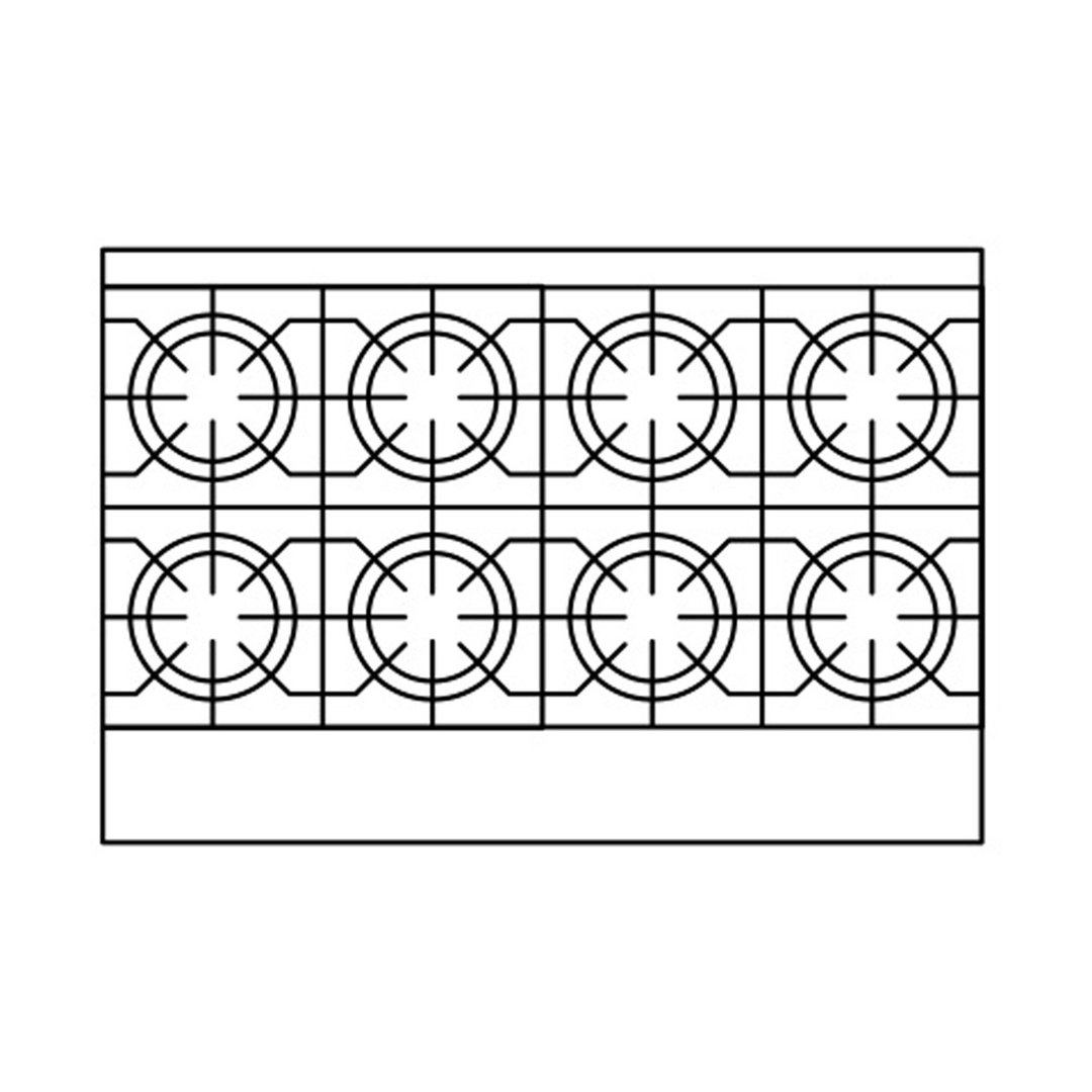 American Range ARHP-48-8 48" Countertop Gas Hotplate with (8) Burners, Manual Controls, 256.000 BTU
