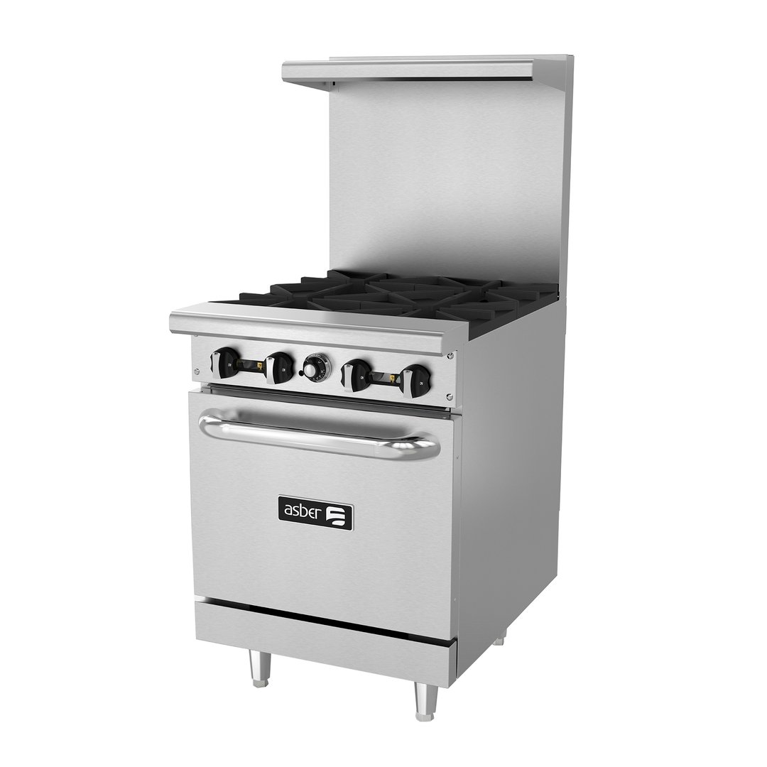 Asber AER-G24-24-H 24" Gas Restaurant Range w/ 24" Full Griddle, (1) Standard Oven, 108.000 BTU