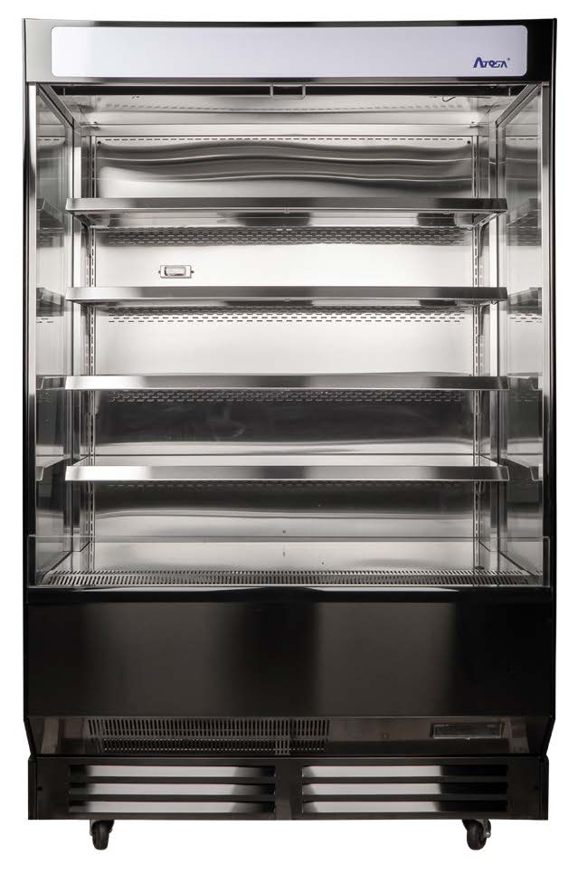 Atosa USA AOM-50B 78" Vertical Open Air Merchandiser in Black, 4 Shelves, 16.5 cu. ft.