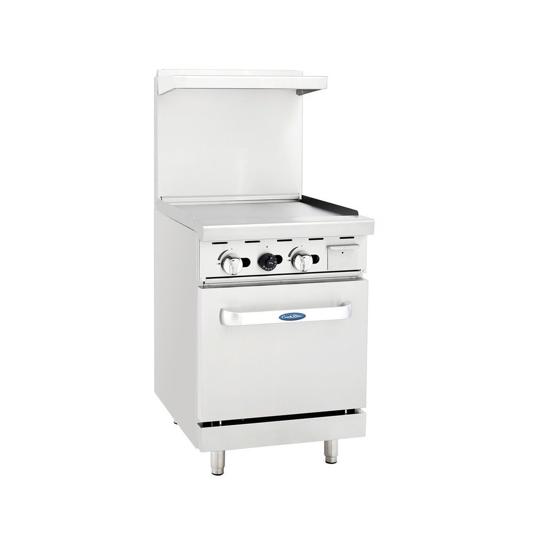 Atosa USA ATO-24G 24" Gas Restaurant Range with 24" Full Griddle, (1) Space Saver Oven, 72.000 BTU