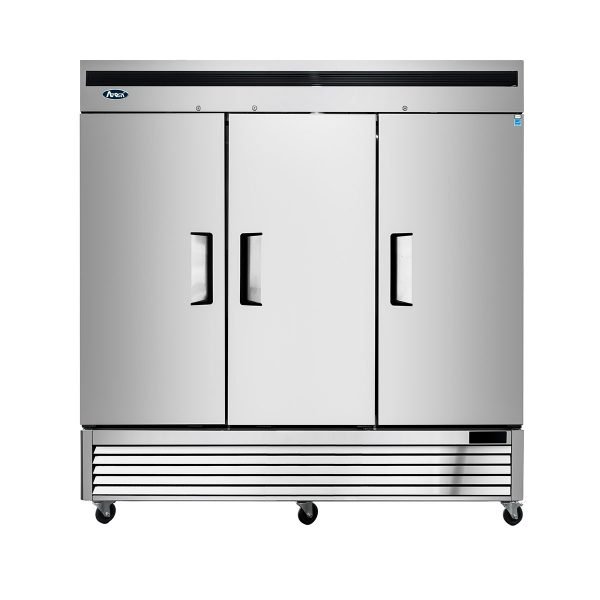 Atosa USA MBF8508GR 81" Three Section Reach-In Refrigerator w/ 3 Solid Door, Bottom Mount, Stainless Steel, 68 cu. ft.