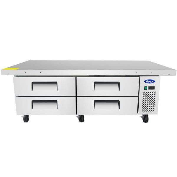 Atosa USA MGF8454GR 76" 4 Drawers Refrigerated Chef Base w/ (8) 12 x 20 pans, 12 cu. ft.