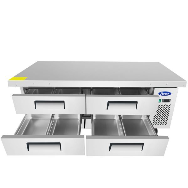 Atosa USA MGF8454GR 76" 4 Drawers Refrigerated Chef Base w/ (8) 12 x 20 pans, 12 cu. ft.