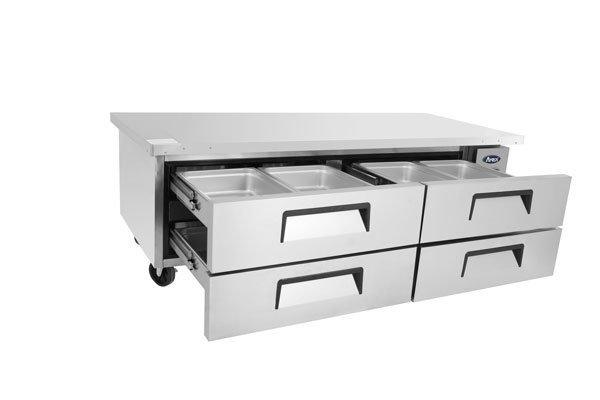 Atosa USA MGF8454GR 76" 4 Drawers Refrigerated Chef Base w/ (8) 12 x 20 pans, 12 cu. ft.