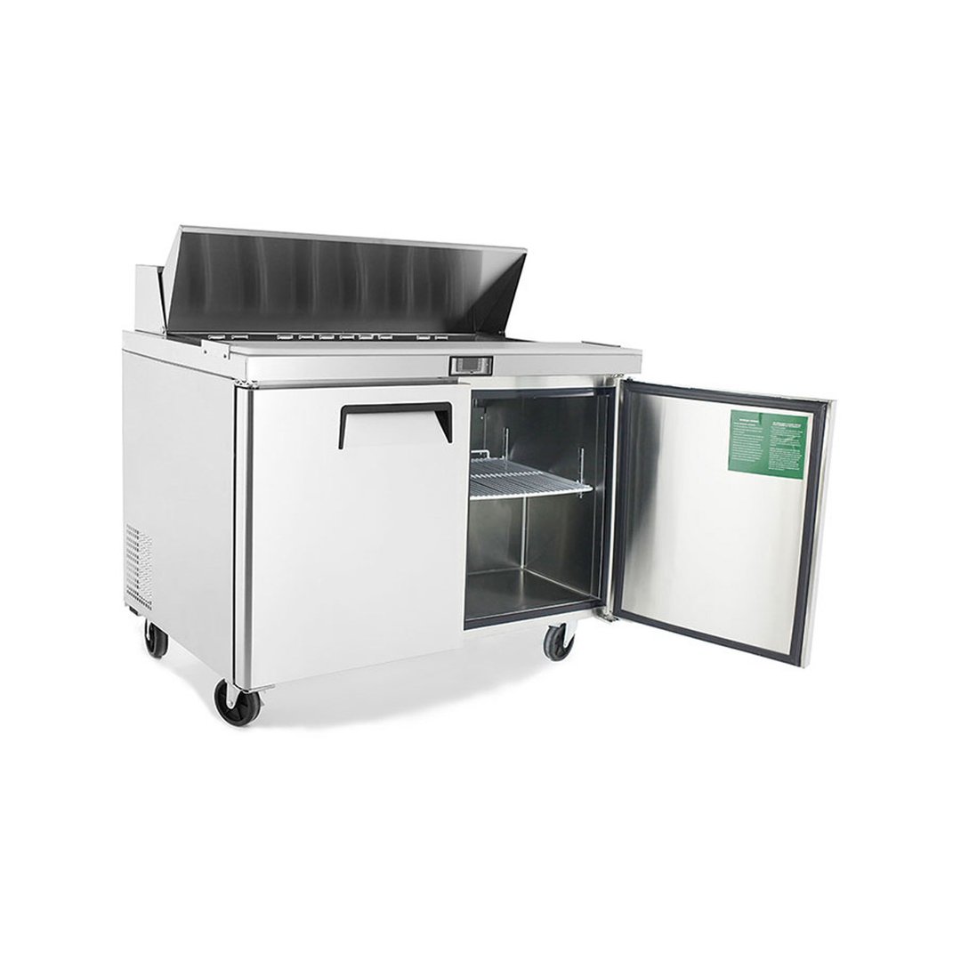 Atosa USA MSF8302GR 48" Two Section Sandwich/Salad Prep Table w/ 2 Doors, 12 Pans, 13.4 cu. ft.
