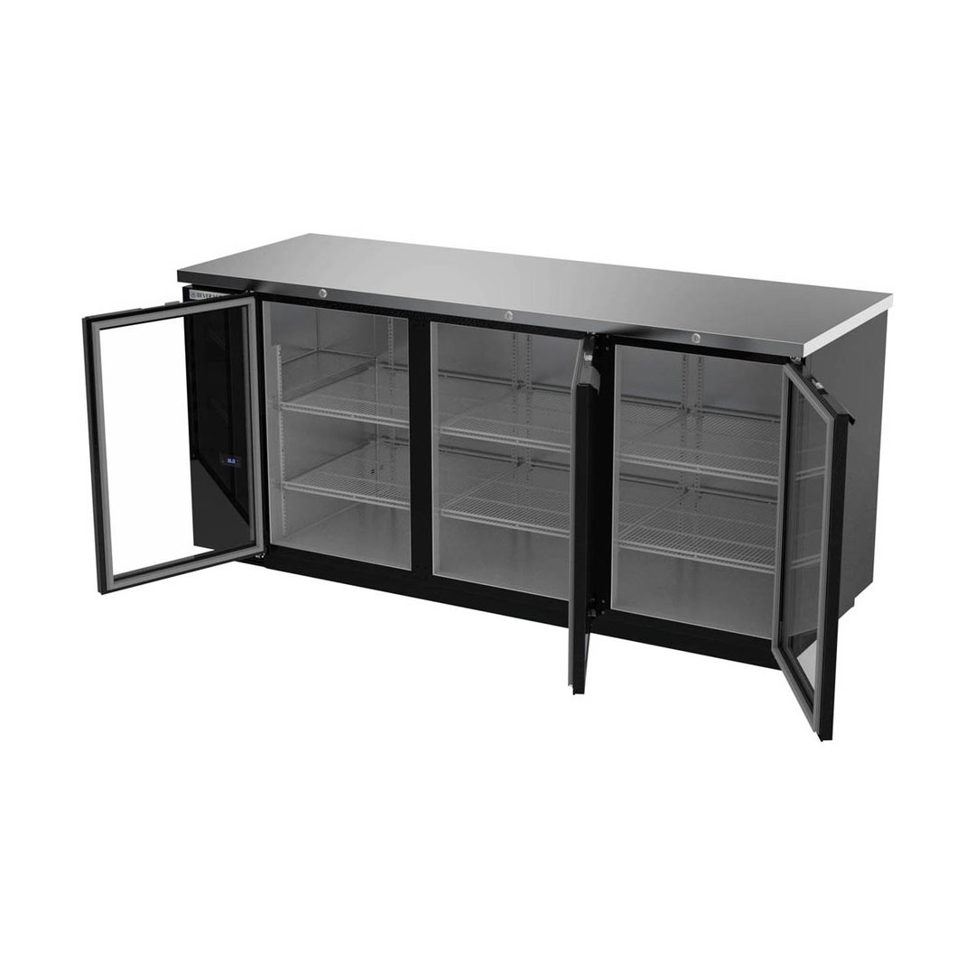 Beverage Air BB78HC-1-G-B 79" Refrigerated Back Bar Cabinet w/ 3 Glass Doors, 33.59 Cu Ft, 79"