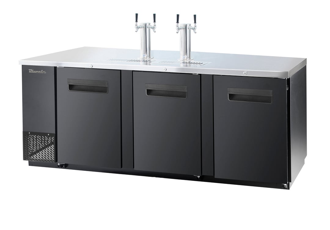 Blue Air BDD90-4B-HC 90" 3 Door 2 Tower Keg Cooler, (4) 1/2 Barrel, Black