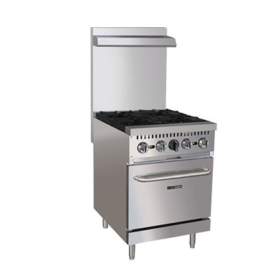 Adcraft BDGR-24/NG 24" Natural Gas Restaurant Range w/ (4) Open Burners, (1) Standard Oven,150.000 BTU 