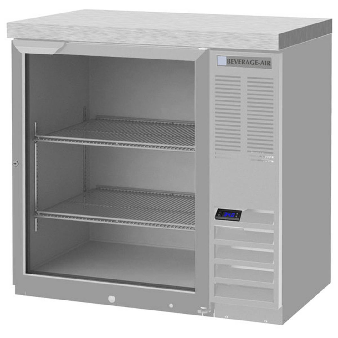 Beverage Air BB36HC-1-FG-S-27 36" 1 Section Black Back Bar Cooler with Glass Door