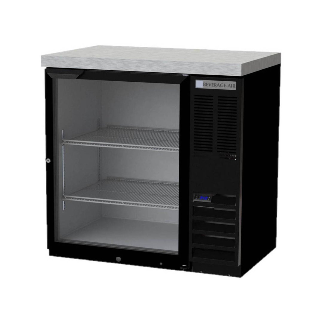 Beverage Air BB36HC-1-G-B-27 36" 1 Section Black Back Bar Cooler with Glass Door