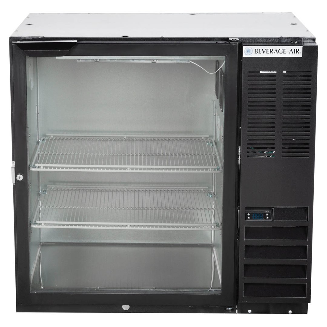 Beverage Air BB36HC-1-G-B 36" One Section Back Bar Cooler with Glass Door, 8.36 cu. ft.