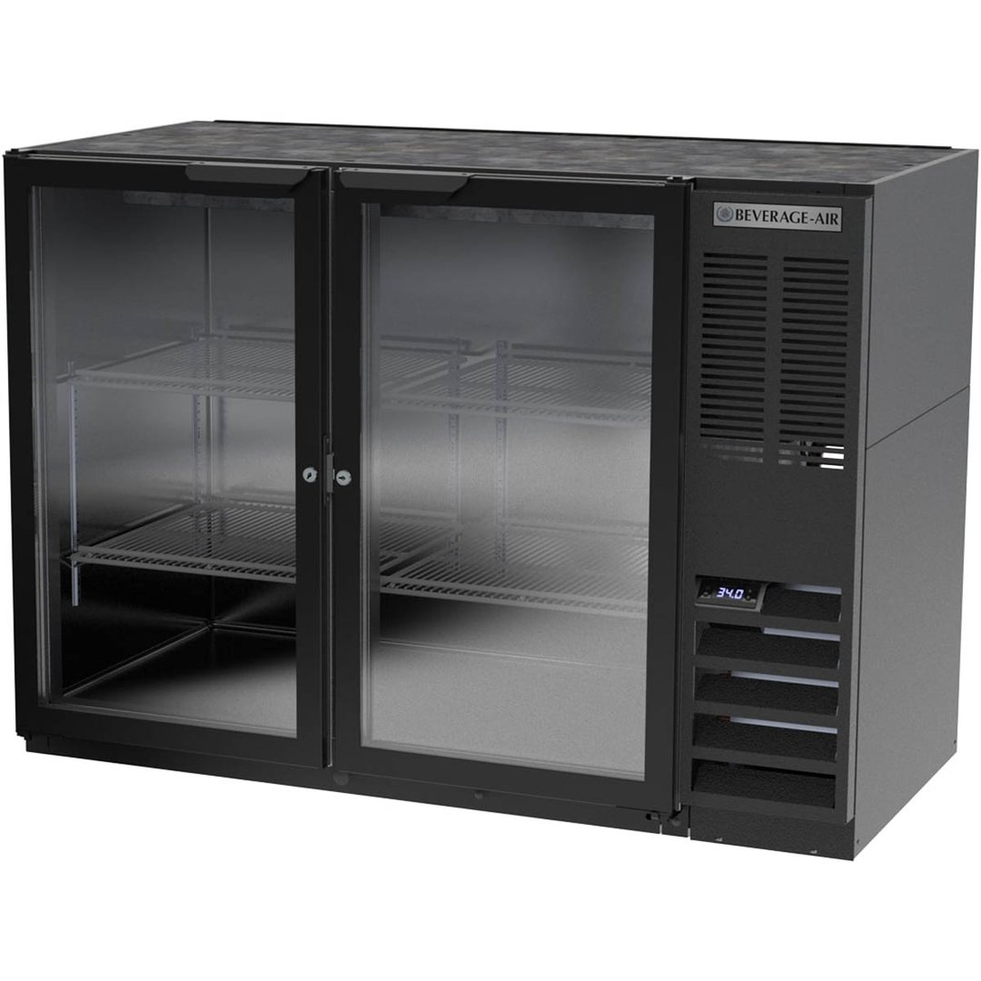 Beverage Air BB48HC-1-FG-B 48" 2 Section Black Back Bar Cooler with Glass Door