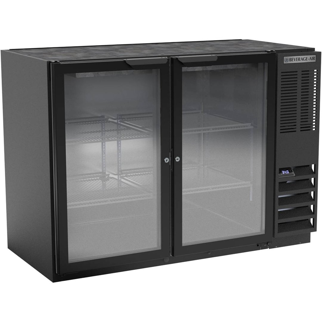 Beverage Air BB48HC-1-FG-B 48" 2 Section Black Back Bar Cooler with Glass Door